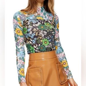 Topshop Mesh Floral Longsleeve